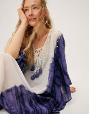 Elise Embellished Dip Dye Midi Kaftan, Blue (BLUE), large