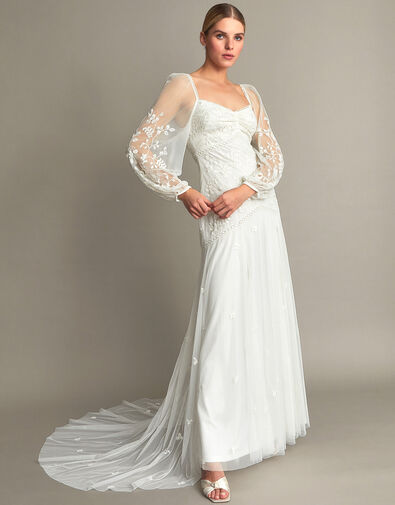 Josette Embellished Maxi Wedding Dress, Ivory (IVORY), large