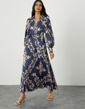 Phillipa Pleated Shirt Dress in Recycled Polyester, Grey (CHARCOAL), large