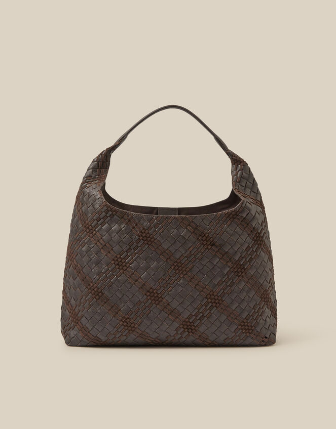 Adele Woven Leather Shoulder Bag, , large