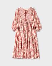 East Kaira Embroidered Print Midi Dress, Pink (BLUSH), large