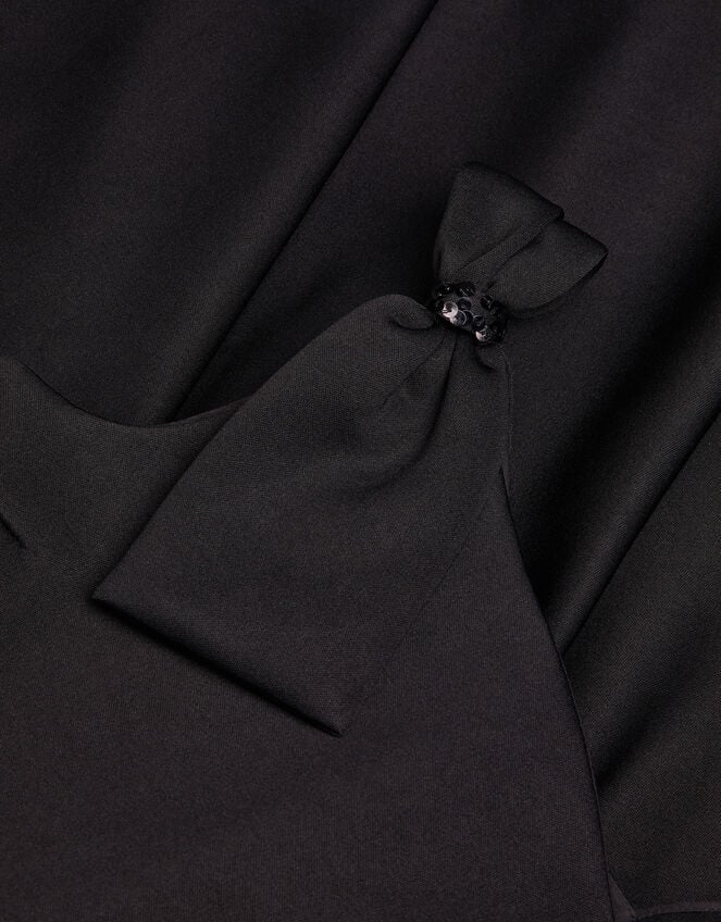 Nina Asymmetrical Bow Strap Prom Dress, Black (BLACK), large