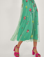Rosa Embellished Midi Dress, Green (GREEN), large