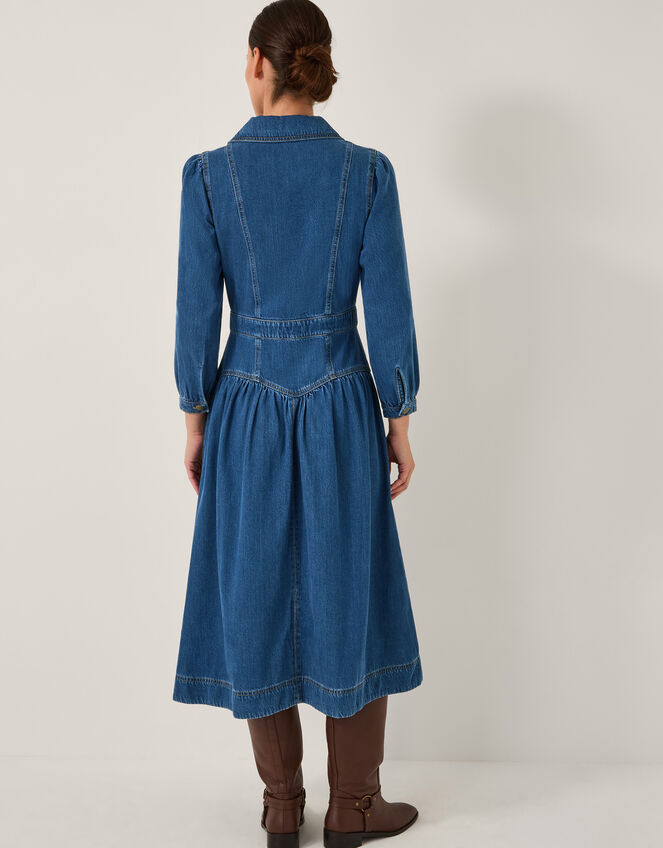 Tasmin Button Denim Midi Dress, Blue (DENIM BLUE), large