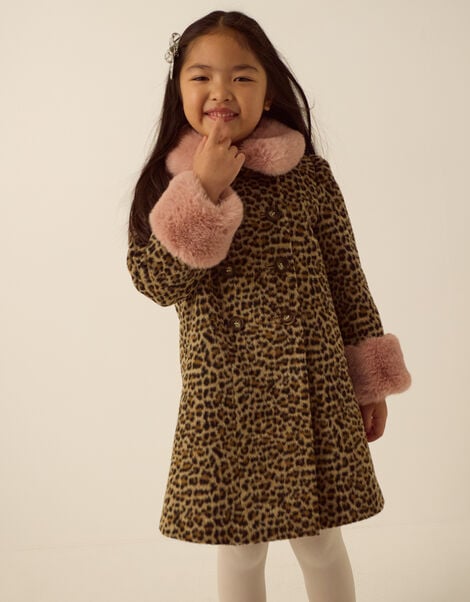 Monsoon x Queens of Archive Connie Faux Fur Leopard Print Coat​, Multi (MULTI), large