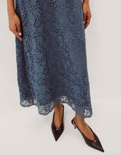 Regina Short Sleeve Lace Midi Dress, Blue (PETROL), large