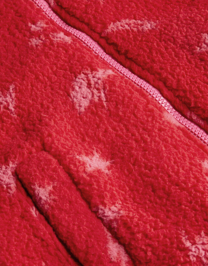 Star Print Teddy Fleece, Red (RED), large