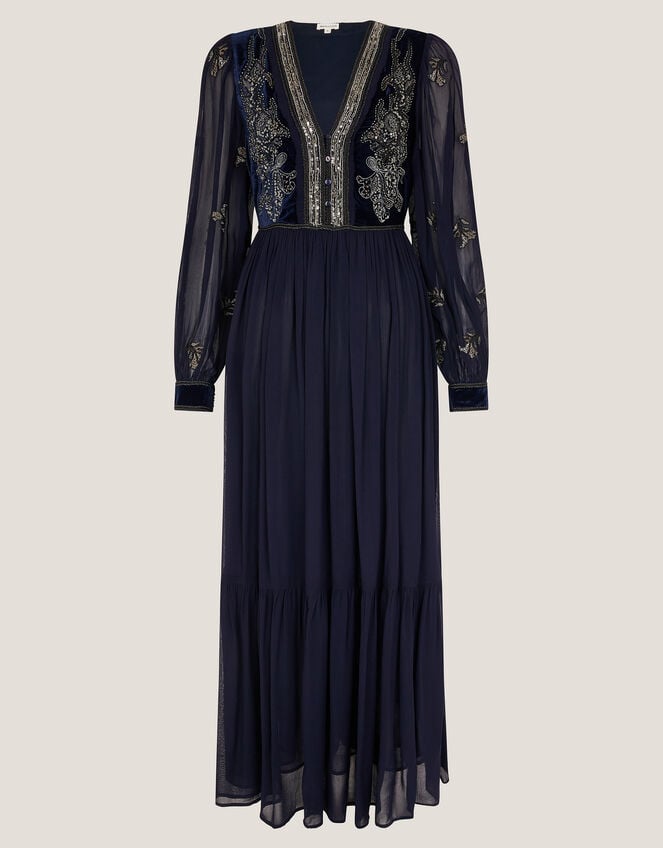 Joanna Velvet Embellished Maxi Dress, Blue (NAVY), large