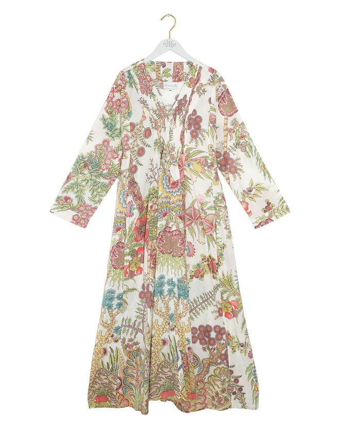 One Hundred Stars Boho Garden Print Maxi Dress, Natural (ECRU), large