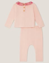 Newborn Penelope Floral Knit Top & Trousers Set, Pink (PINK), large
