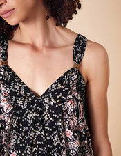 Foil and Paisley Print Dress in LENZING™ ECOVERO™, Black (BLACK), large