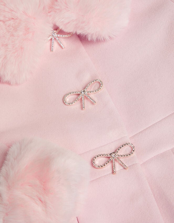 Isabella Faux Fur Collar Coat, Pink (PINK), large
