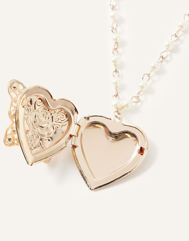 Pretty Pearl Butterfly Locket, , large