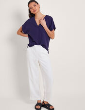 Parker Short-Length Linen Pants, White (WHITE), large