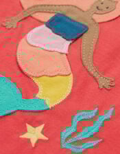 Frugi Mermaid Appliqué T-Shirt, Pink (PINK), large