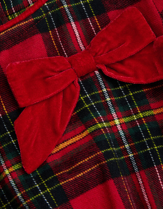 Puff Sleeve Tartan Dress, Red (RED), large