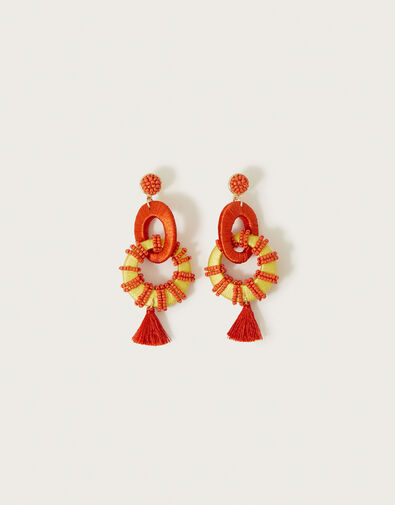 Hoop Tassel Earrings, , large