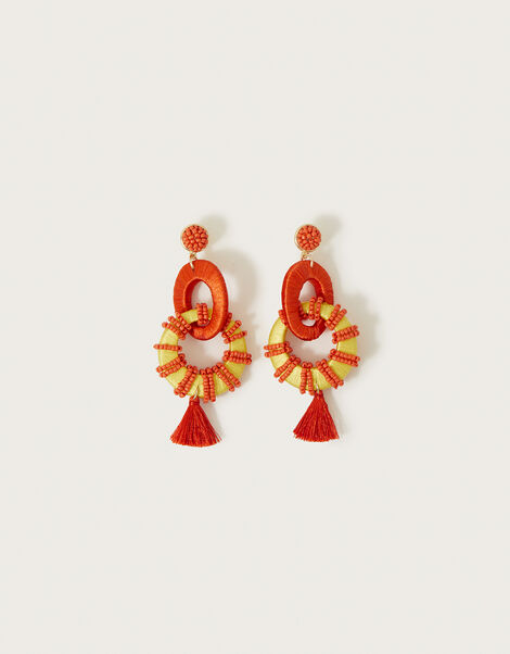 Hoop Tassel Earrings, , large