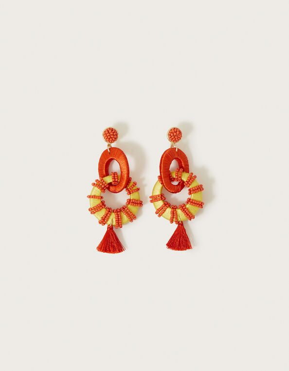 Hoop Tassel Earrings, , large