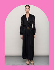 Tallulah and Hope Long Length Satin Maxi Dress, Black (BLACK), large