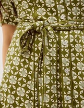 Kalani Geometric Jersey Midi Shirt Dress, Green (GREEN), large