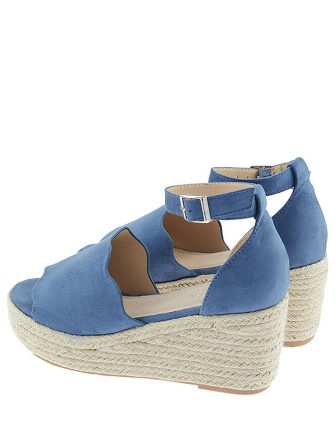 Savannah Scallop Wedge Heel Sandals, Blue (BLUE), large