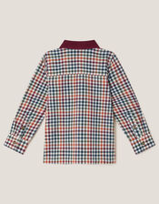 Corduroy Collar Gingham Shirt, Brown (BROWN), large