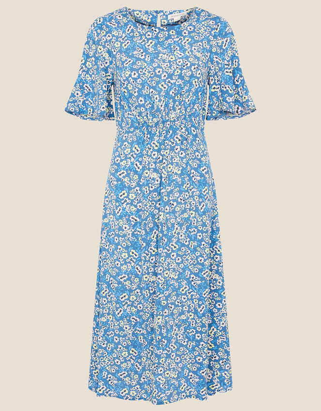 Darella Floral Print Midi Dress , Blue (BLUE), large