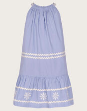 Amalfi Floral Ricrac Sleeveless Dress, Blue (BLUE), large