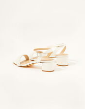 Low Heeled Beaded Strap Bridal Sandals , Ivory (IVORY), large