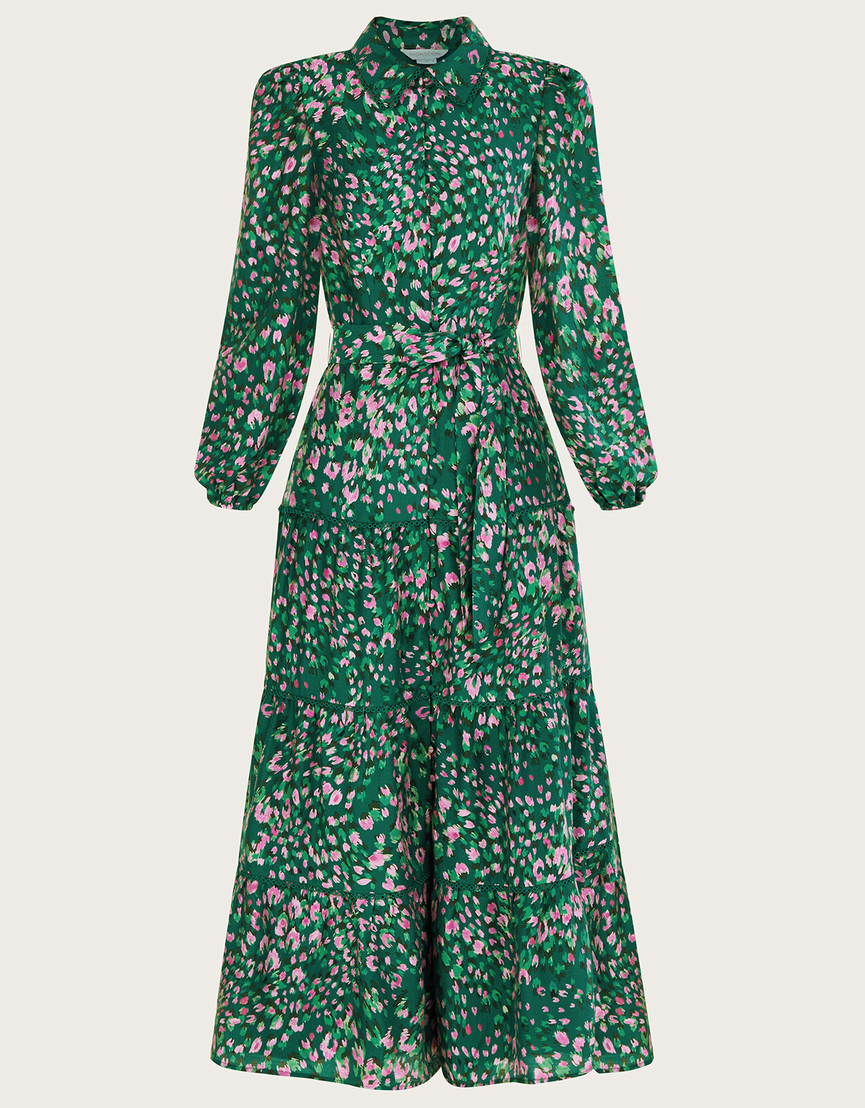 Gracelynn Feather Print Shirt Dress Green Evening Dresses Monsoon Global