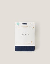 Cable Heart Glitter Tights, Blue (NAVY), large