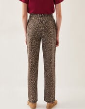 Annie Leopard Print Straight Leg Jeans, Brown (BROWN), large