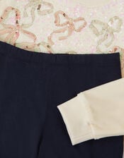 Sequin Bow Sweatshirt & Leggings Set, Ivory (IVORY), large