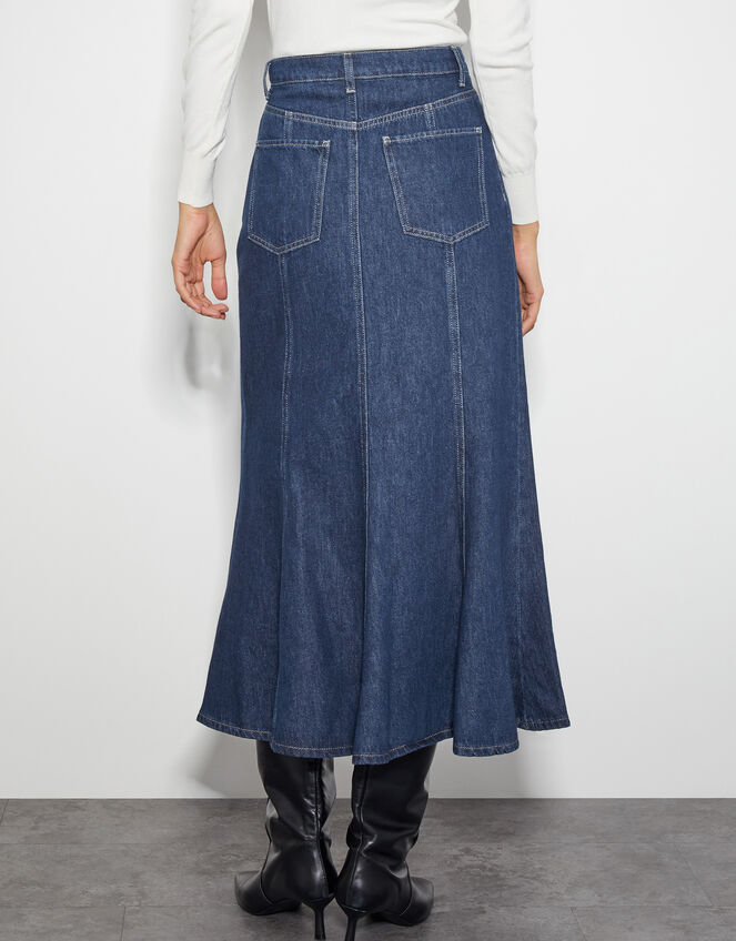 Fran Seam Denim Maxi Skirt, Blue (INDIGO), large