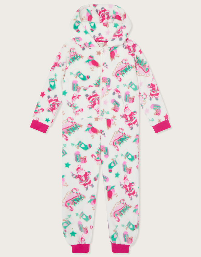 Super-Soft Christmas Sleepsuit in Recycled Polyester, Ivory (IVORY), large