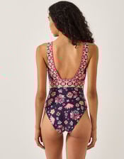 Abbie Floral Print Swimsuit, Blue (NAVY), large