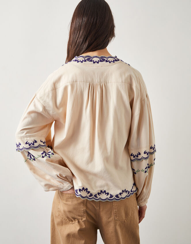 East Cresta Long Sleeve Embroidered Blouse, Ivory (IVORY), large