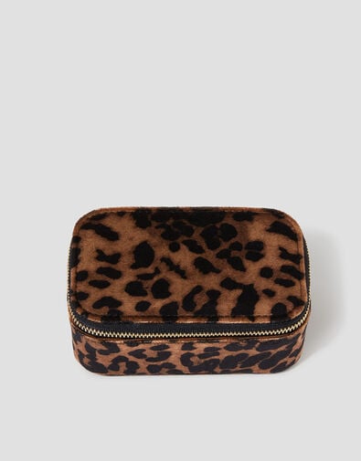 Leopard Print Velvet Jewelry Box, , large