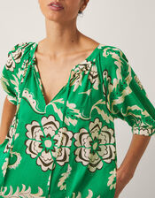 Kristen Floral Print Smock Dress, Green (GREEN), large