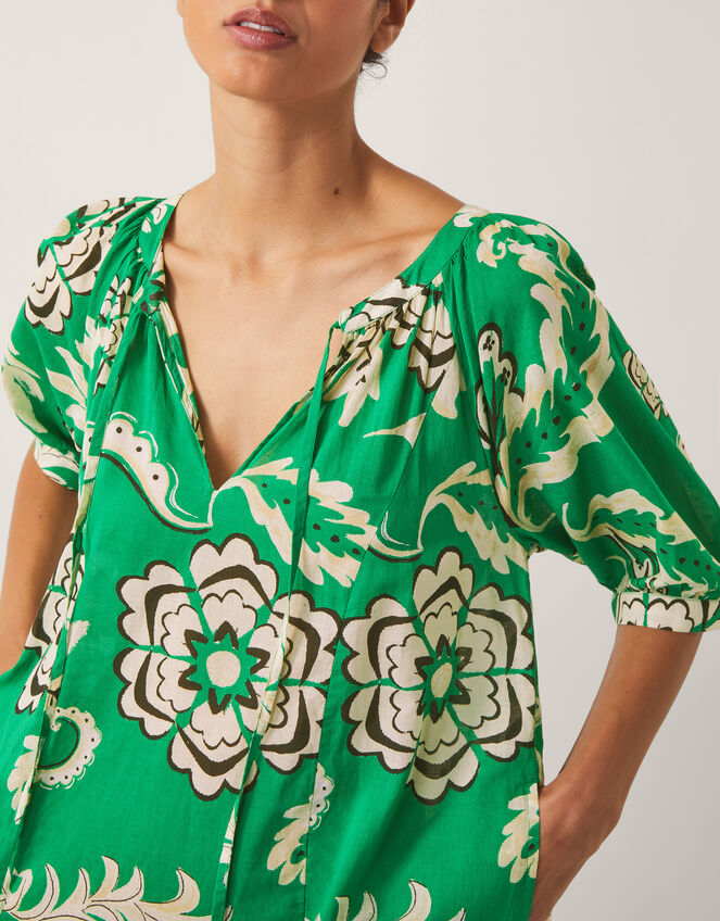 Kristen Floral Print Smock Dress, Green (GREEN), large