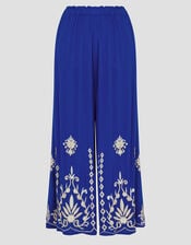 Saffron Embroidered Wide Leg Trousers, Blue (BLUE), large