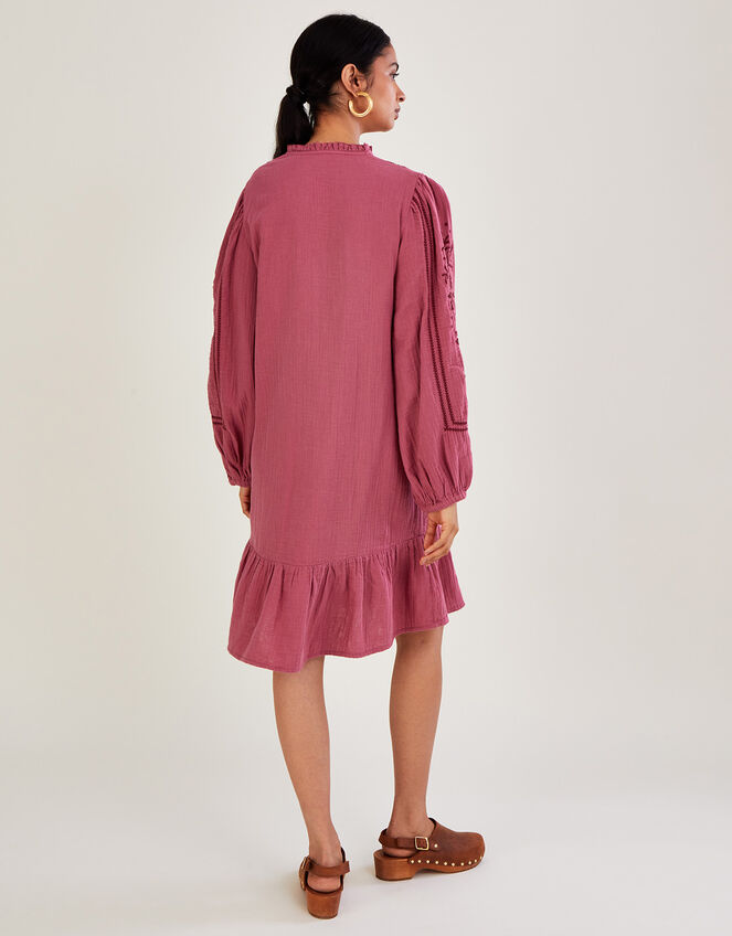 Embellished Double Faced Short Dress, Pink (PINK), large