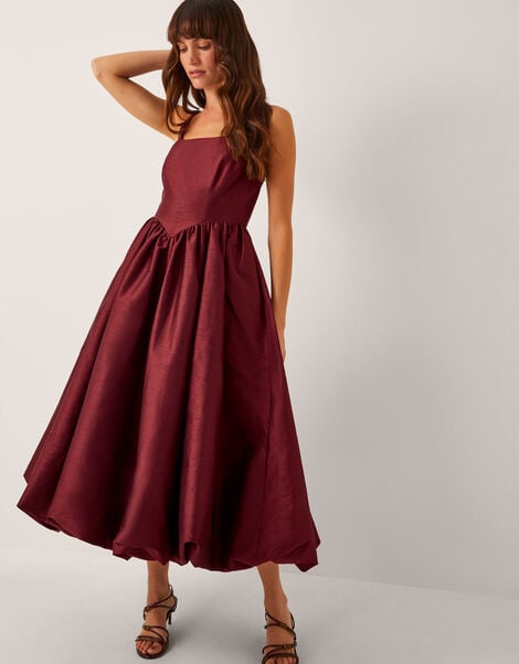 Mya Fit and Flare Midi Dress, Red (BURGUNDY), large