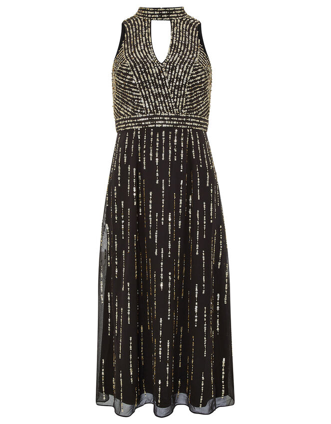 Lisa Star Sequin Midi Dress, Black (BLACK), large