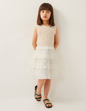 Crochet Yoke Ruffle Dress, Ivory (IVORY), large