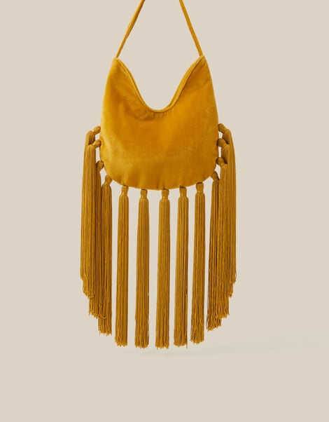 Tia Velvet Tassel Bag, , large