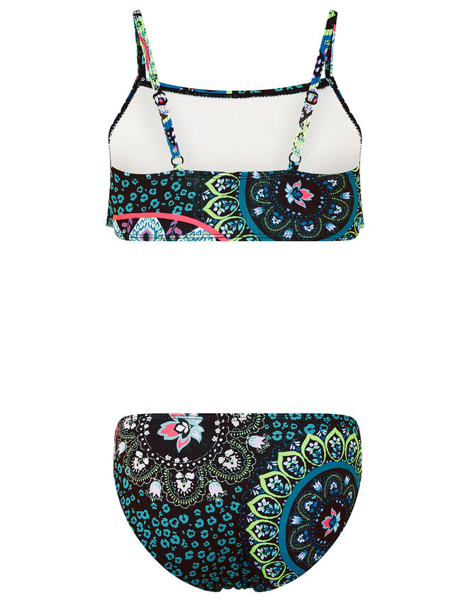 Mandala Print Bikini Set, Black (BLACK), large