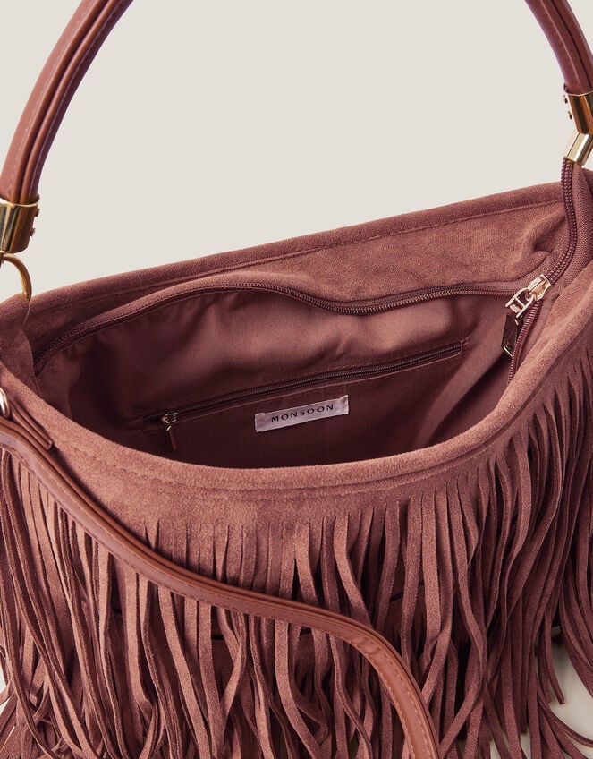 Fay Fringe Faux Suede Bag, , large