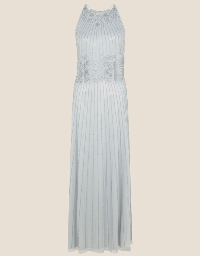 Suzanne Embellished Maxi Dress in Recycled Polyester, Blue (BLUE), large